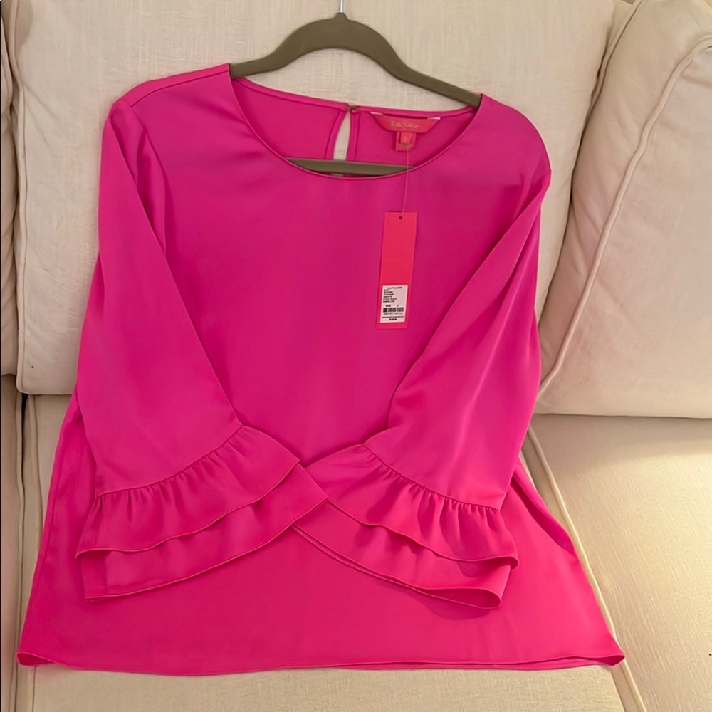 Women's Pink Ruffle Sleeve Top